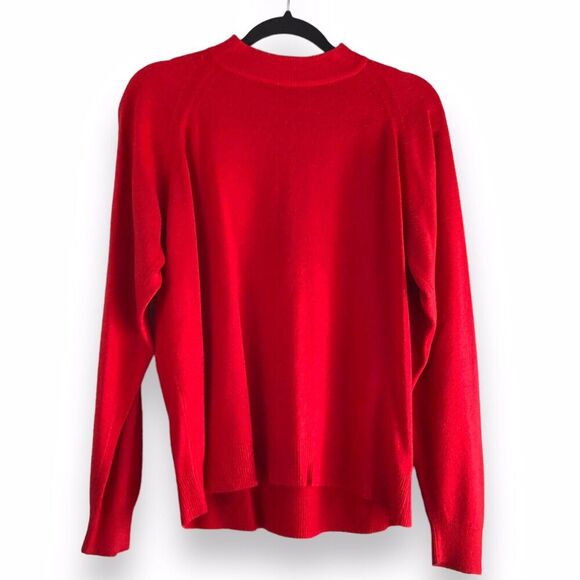 Designers Originals Womens‎ Size Large 40 Sweater Cherry Red Mock Neck 1/4 Zip - Picture 1 of 14